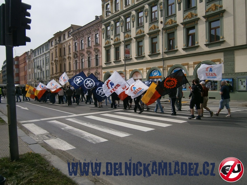 V Přerově pochodovali nacionalisté a zněla kritika EU